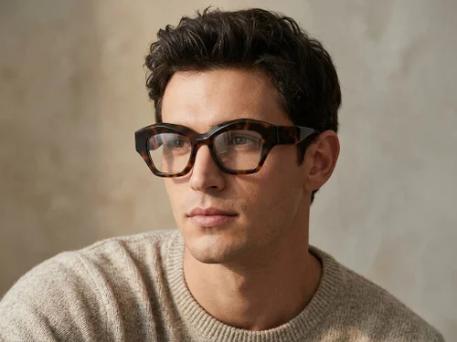 Lunettes en acétate à motif écaille de tortue géométrique #BS2425-1740