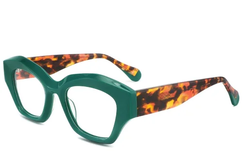 Geometric Green Acetate Glasses #BS2425-1741