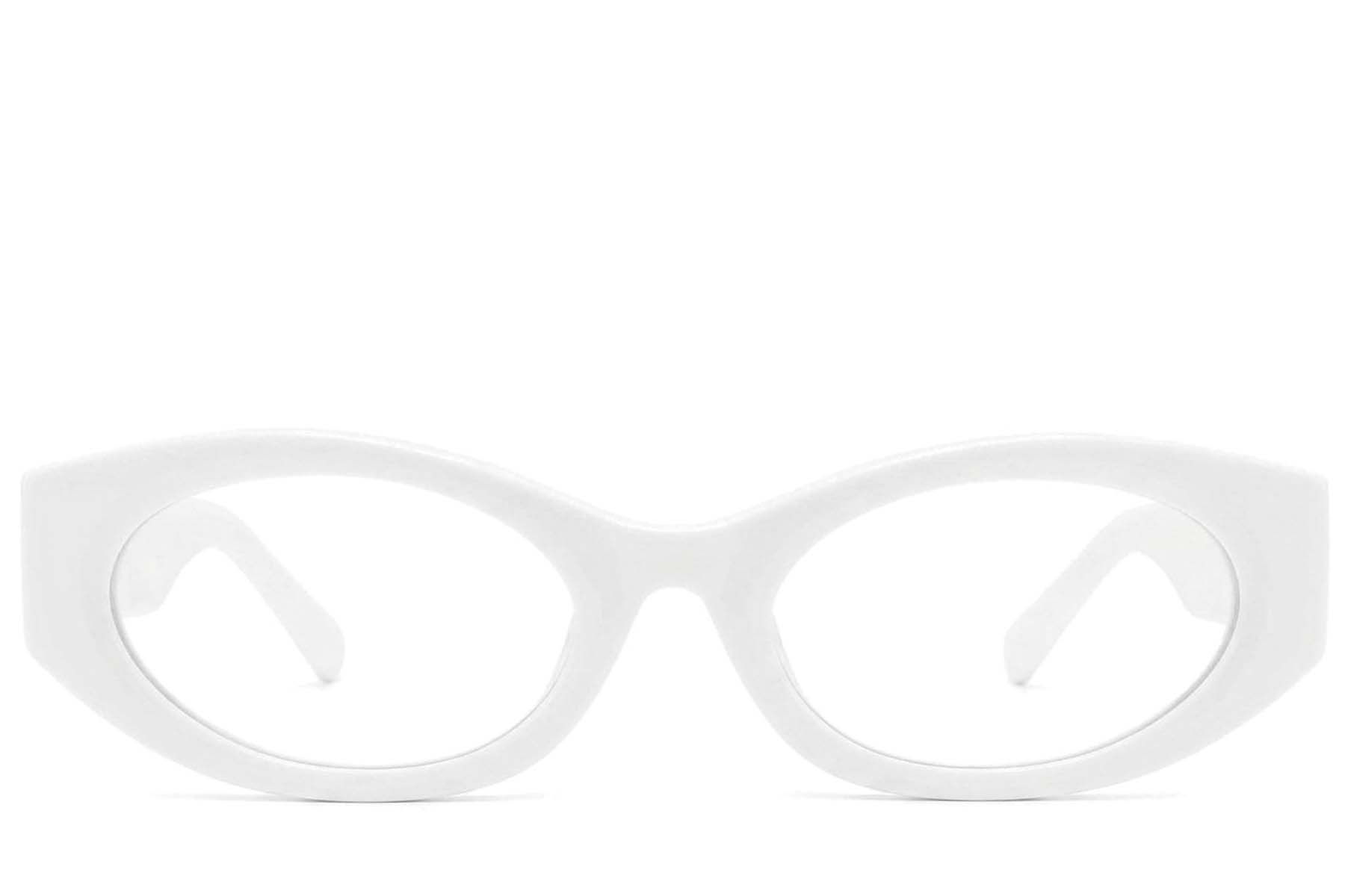 Oval White Acetate Glasses #BS2425-1746