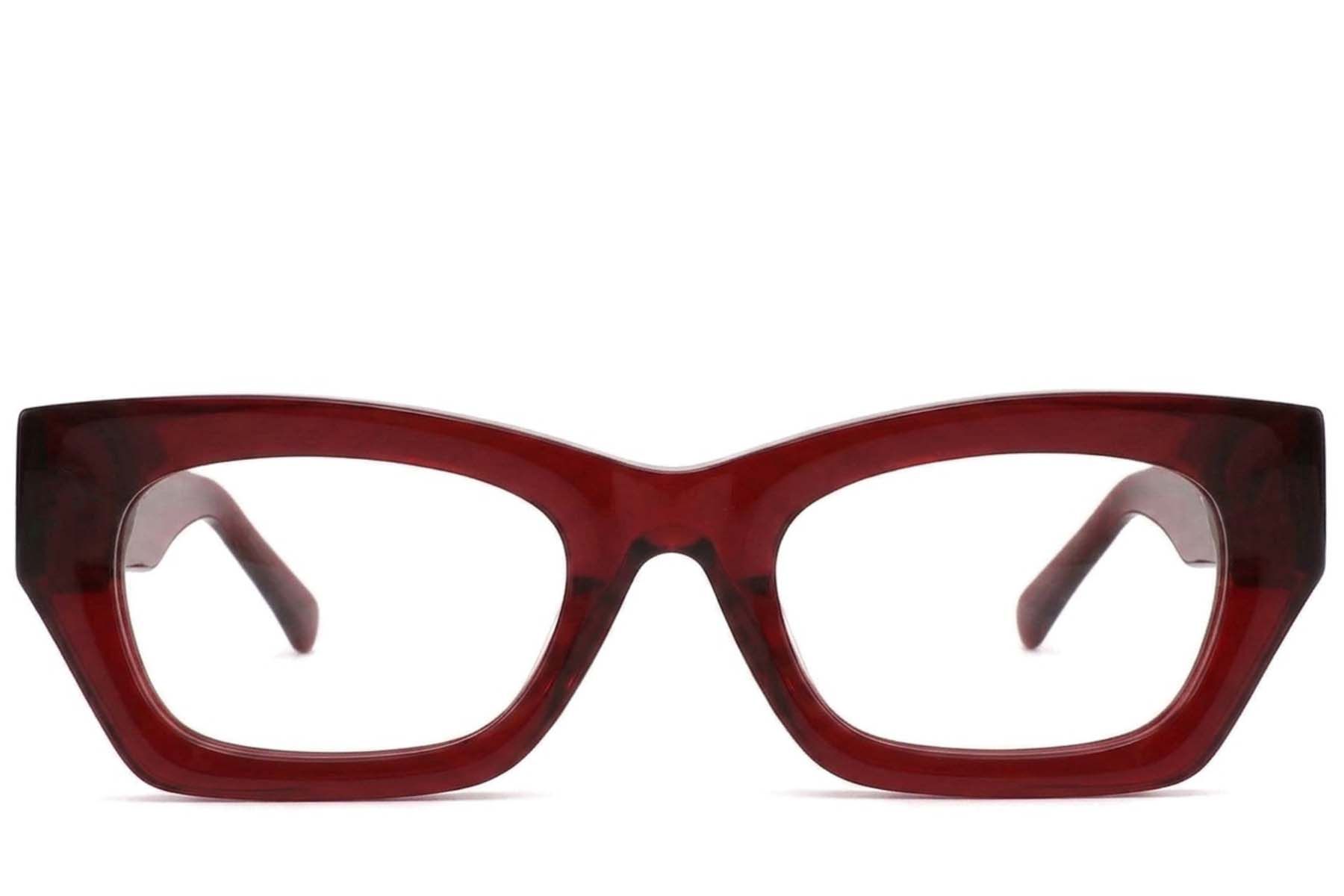 Rechthoekig rood acetaatglas #BS2425-1748