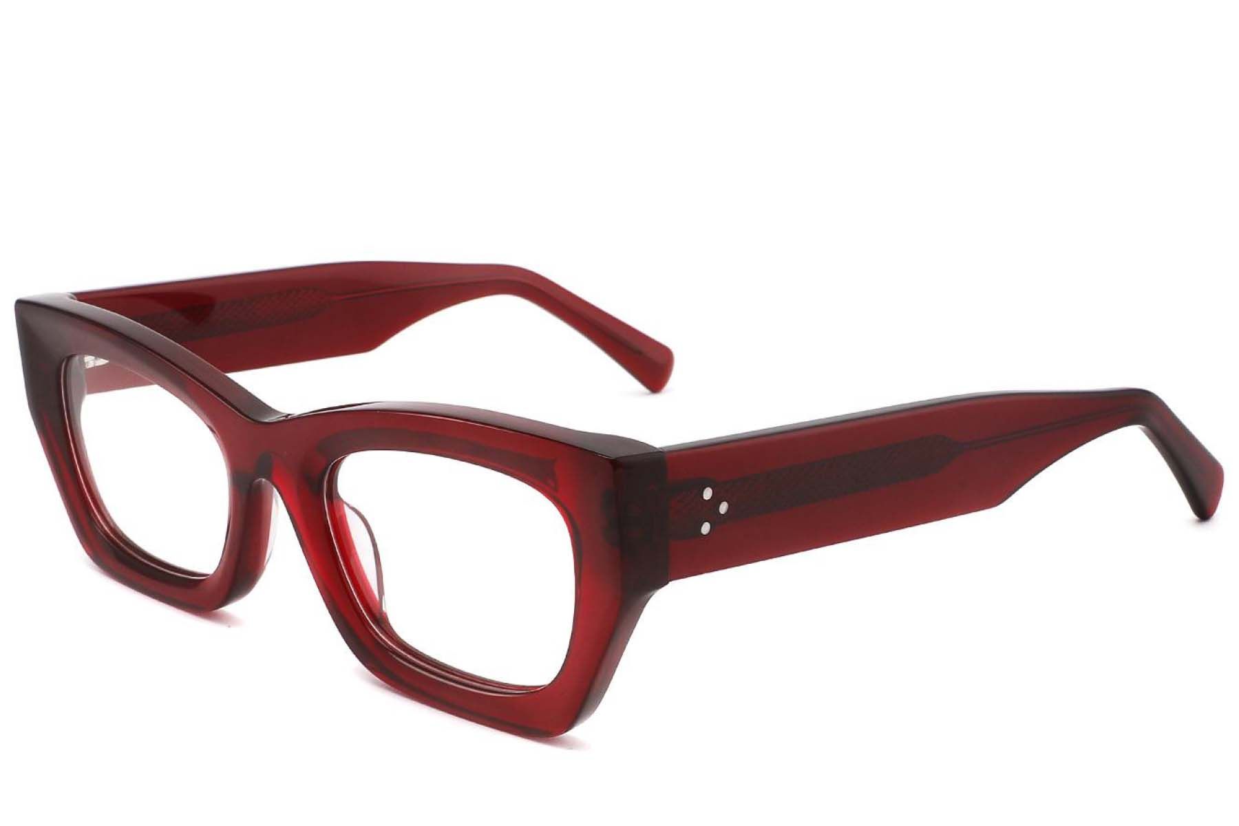 Rectangular Red Acetate Glasses #BS2425-1748