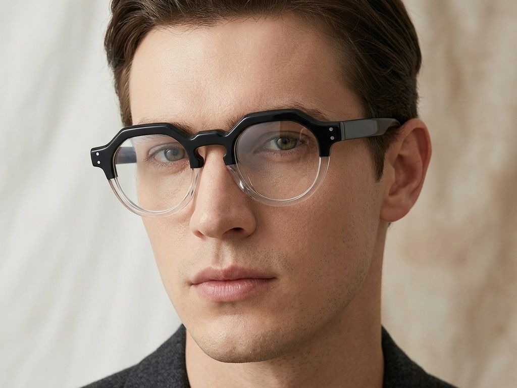 Geometric Black Acetate Glasses #BS2425-1750