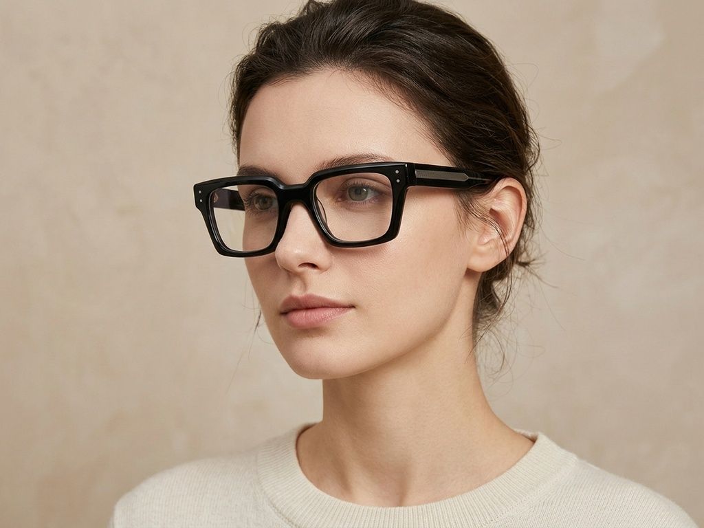 Rectangular Black Acetate Glasses #BS2425-1754
