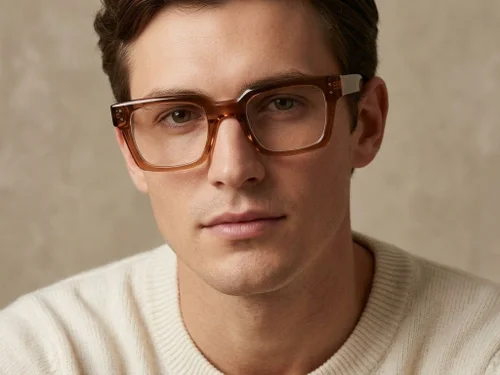 Rectangular Brown Acetate Glasses #BS2425-1757