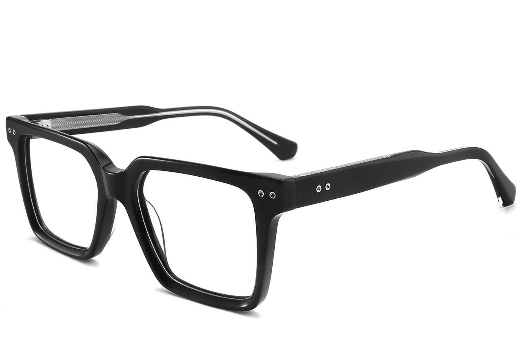 Rectangular Black Acetate Glasses #BS2425-1758