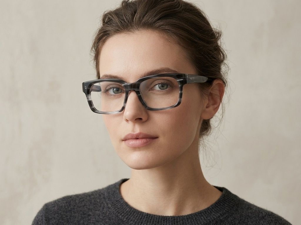 Rectangular Grey Acetate Glasses #BS2425-1763