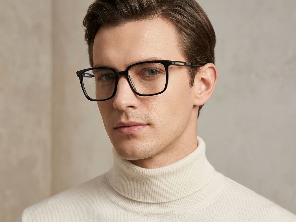 Rectangular Black Acetate Glasses #BS2425-1782