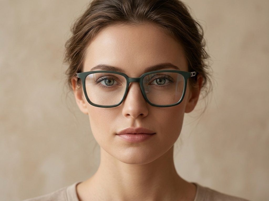 Rectangular Green Acetate Glasses #BS2425-1783