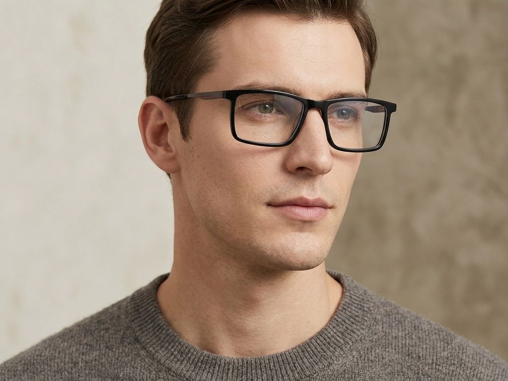 Rectangular Black Acetate Glasses #BS2425-1791