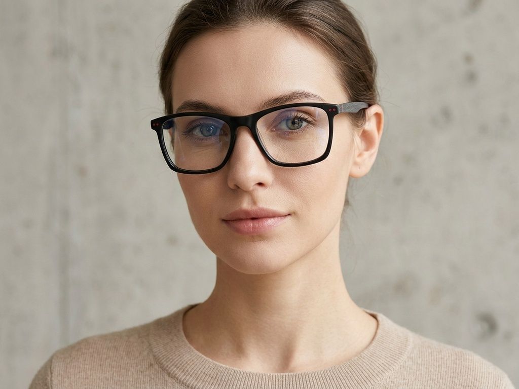 Rectangular Black Acetate Glasses #BS2425-1798