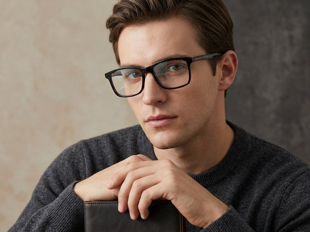 Rectangular Tortoiseshell Acetate Glasses #BS2425-1820