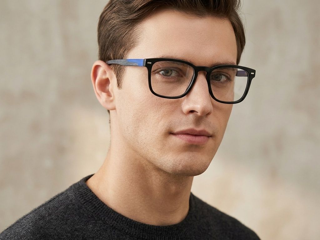 Rectangular Black Acetate Glasses #BS2425-1831