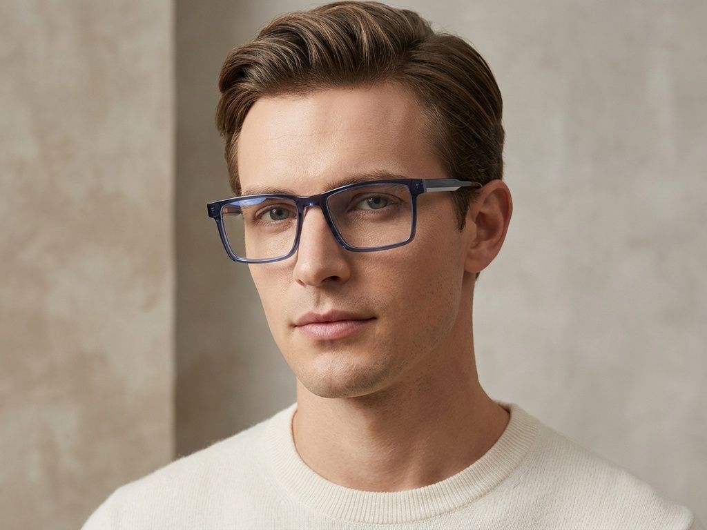Lunettes rectangulaires en acétate bleu #BS2425-1847