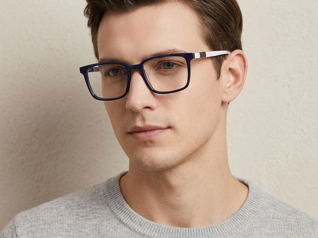 Rectangular Blue Acetate Glasses #BS2425-1866