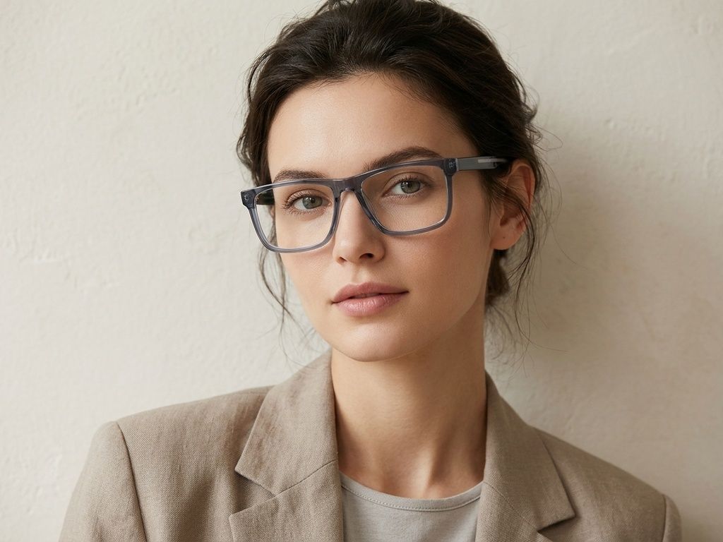 Rectangular Blue Acetate Glasses #BS2425-1881