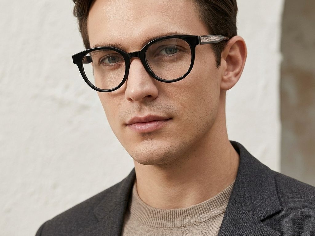 Oval Black Acetate Glasses #BS2425-1901