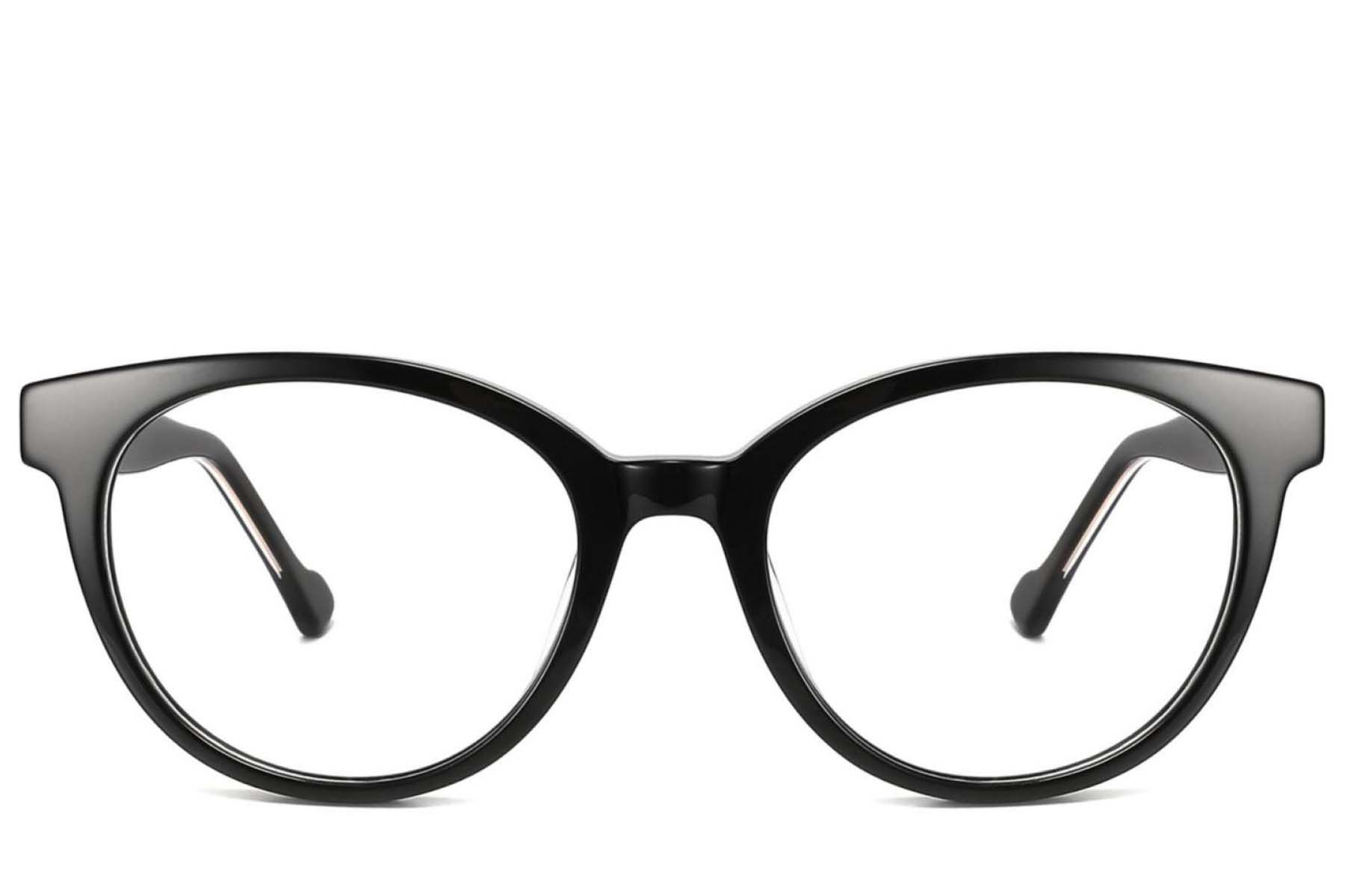 Lunettes ovales en acétate noir #BS2425-1901