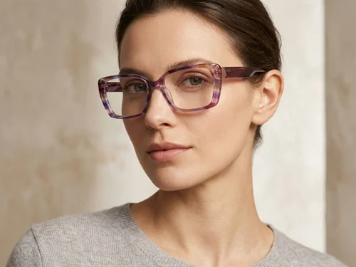 Rectangular Purple Acetate Glasses #BS2425-1914