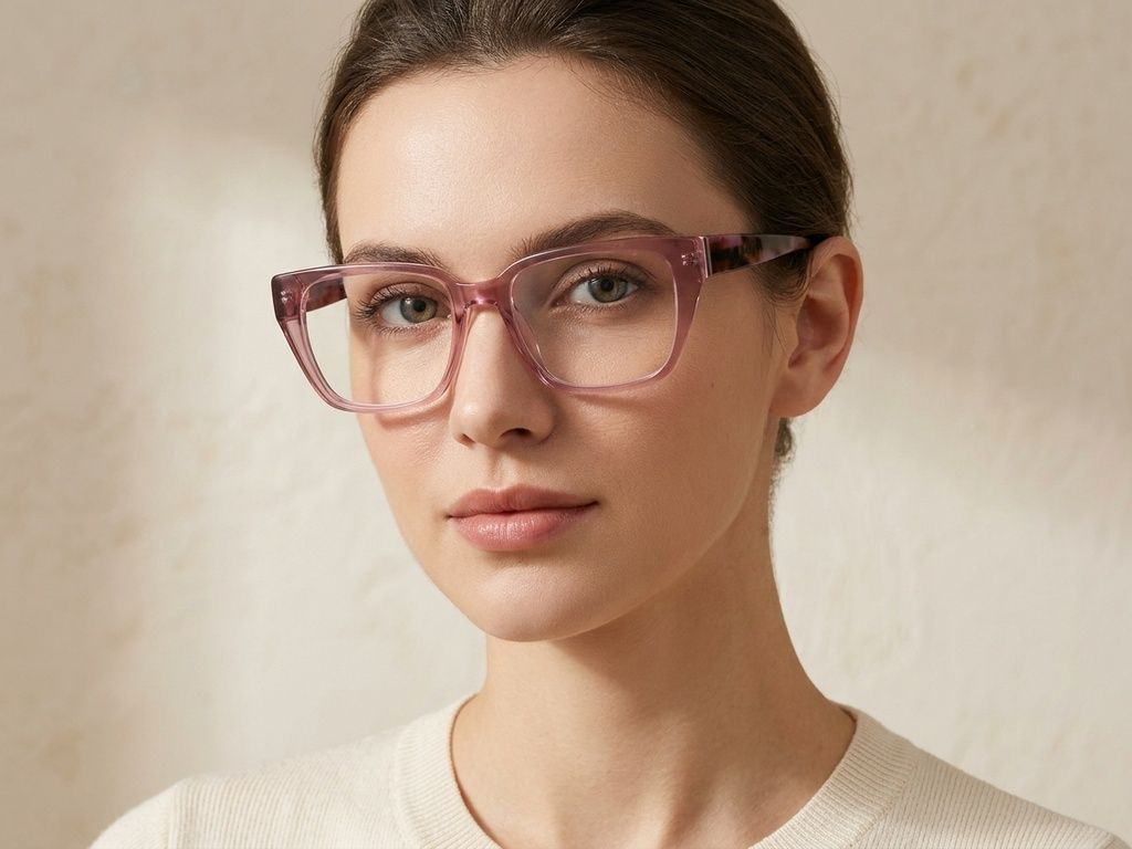 Lunettes rectangulaires en acétate rose #BS2425-1928