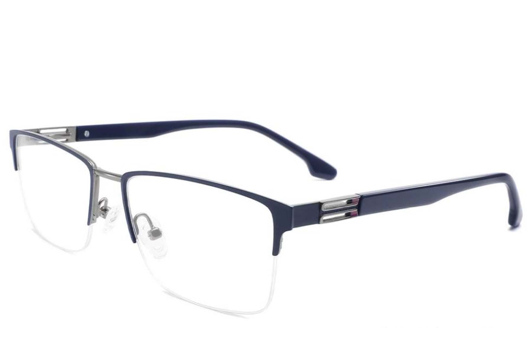 Halbrandlose blaue Metallbrille #BS2425-1974