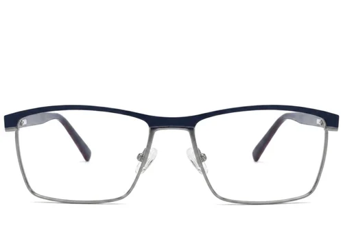 Lunettes rectangulaires en métal bleu #BS2425-1982