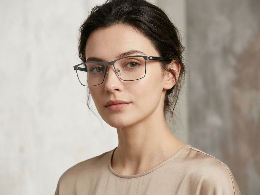 Rectangular Grey Metal Glasses #BS2425-1983