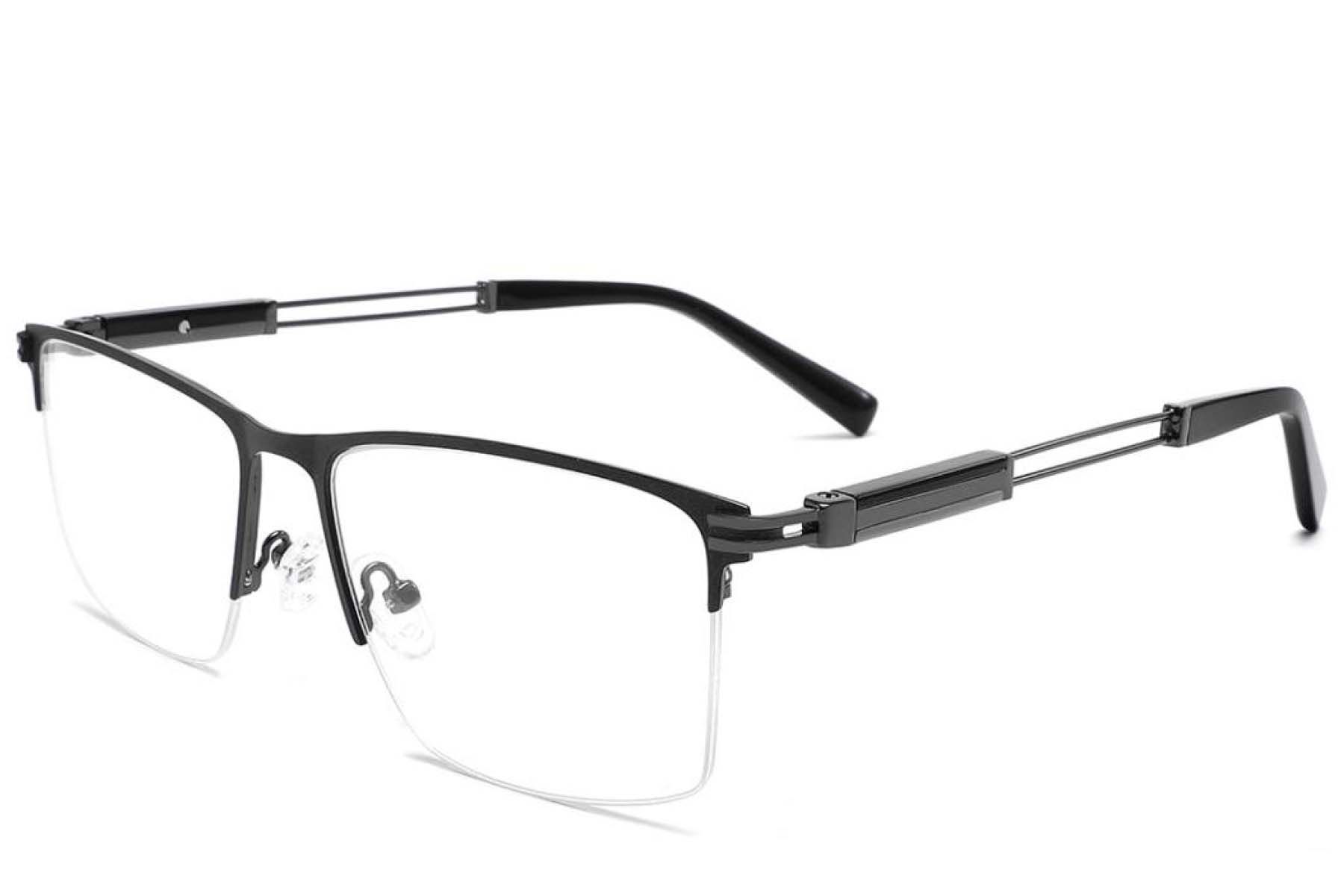Semi-rimless Black Metal Glasses #BS2425-1985