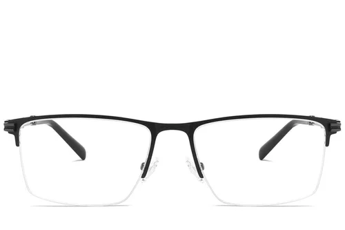 Lunettes semi-cerclées en métal noir #BS2425-1985