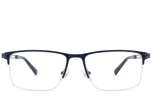 Lunettes semi-cerclées en métal bleu #BS2425-1986