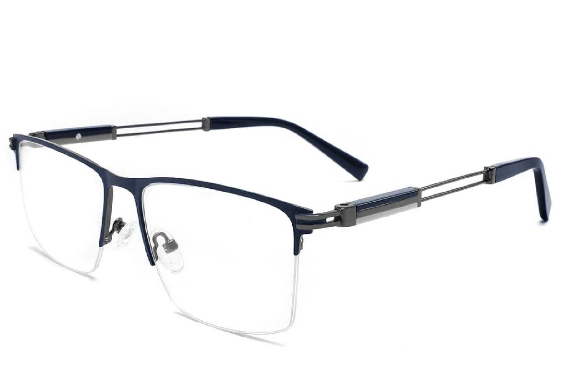 Occhiali semi-senza montatura in metallo blu #BS2425-1986