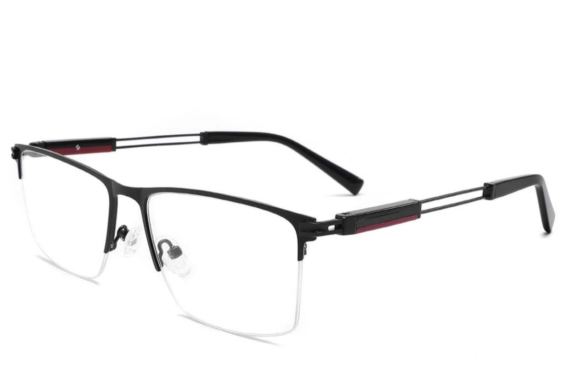 Semi-rimless Black Metal Glasses #BS2425-1988