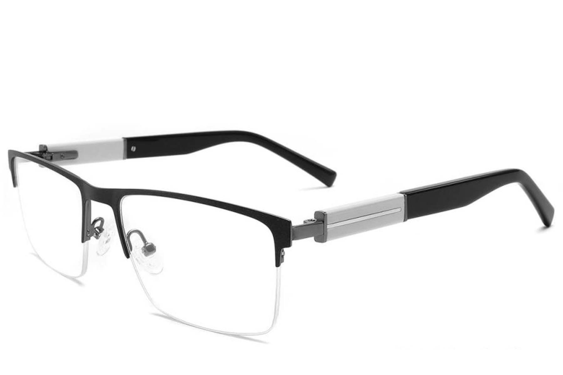 Occhiali semi-cerchiati in metallo nero #BS2425-2022