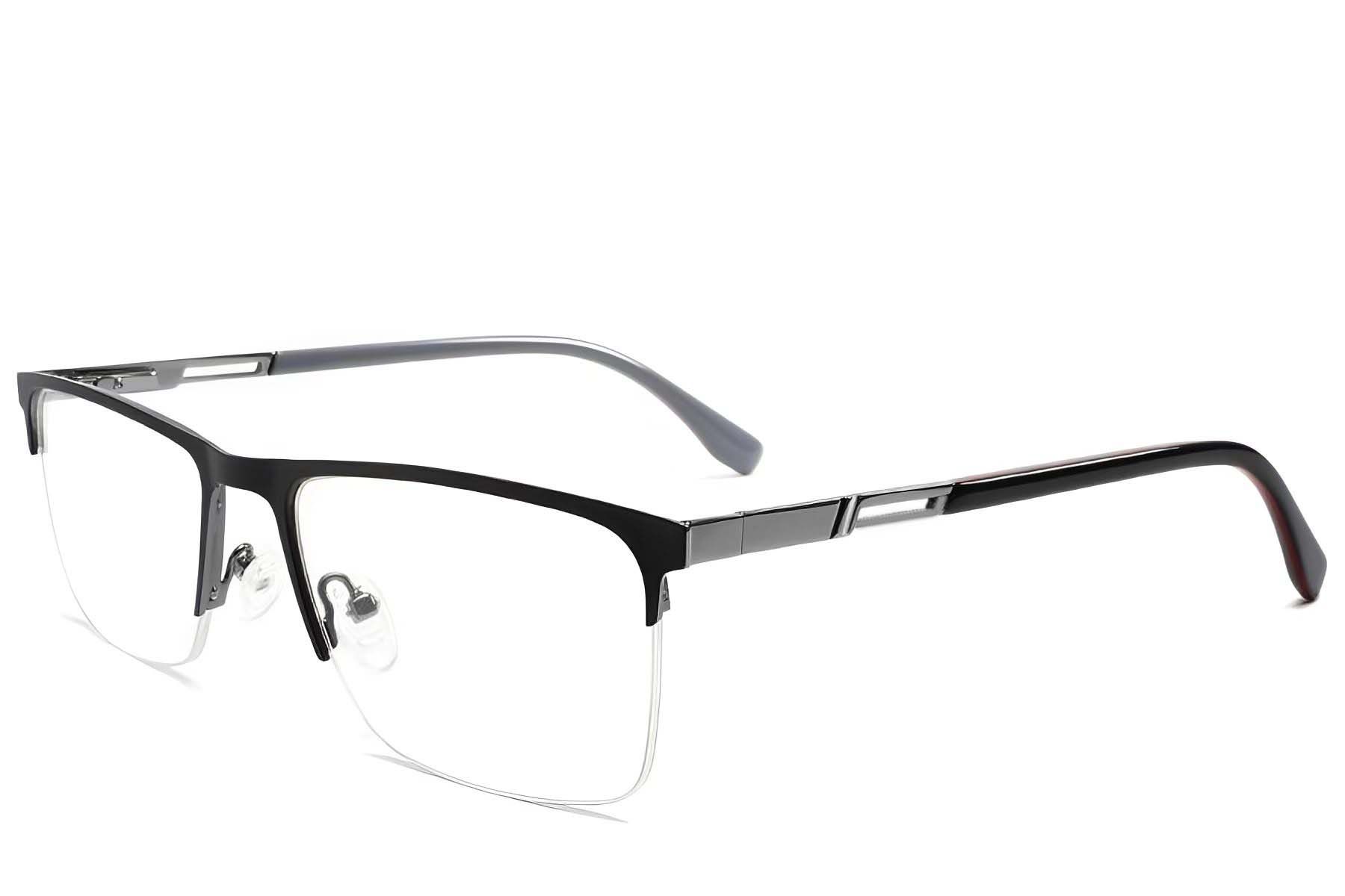 Semi-rimless Black Metal Glasses #BS2425-2029