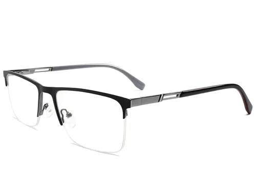 Lunettes semi-cerclées en métal noir #BS2425-2029