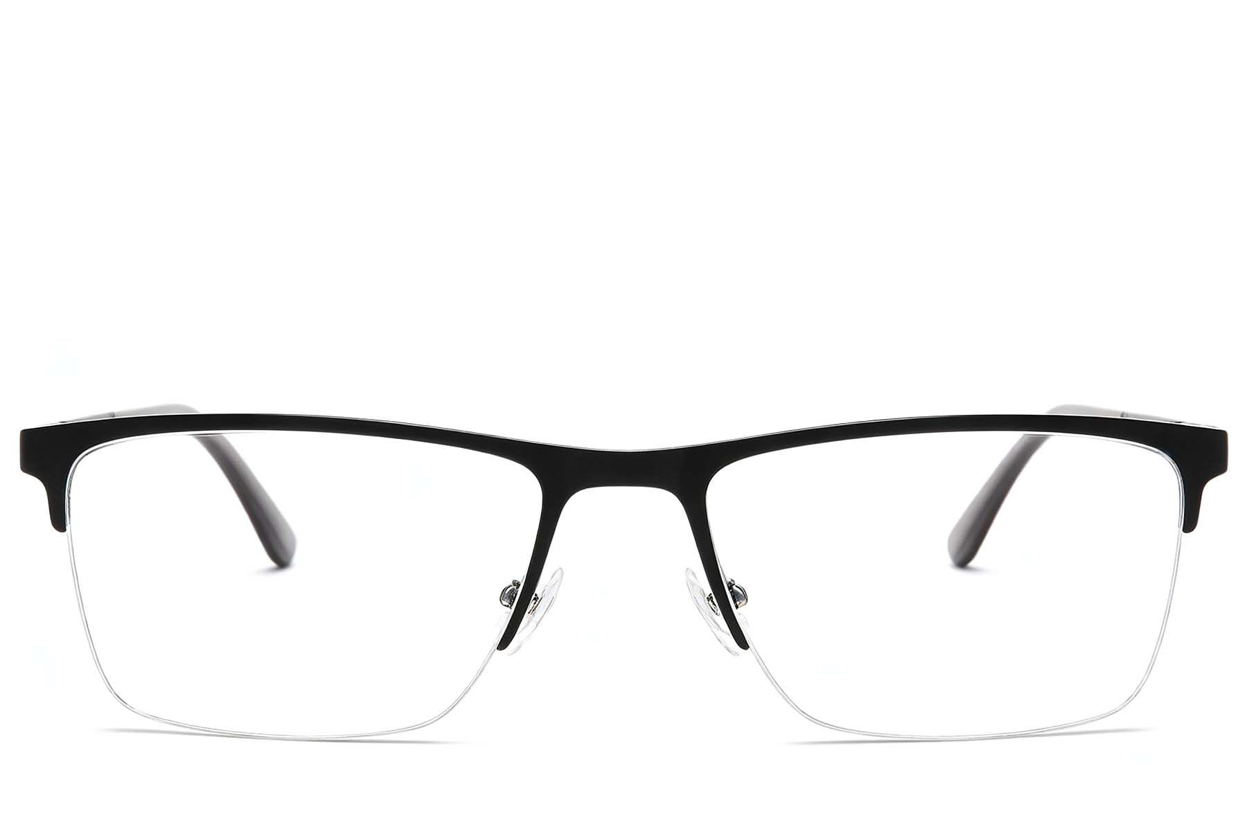 Semi-rimless Black Metal Glasses #BS2425-2029