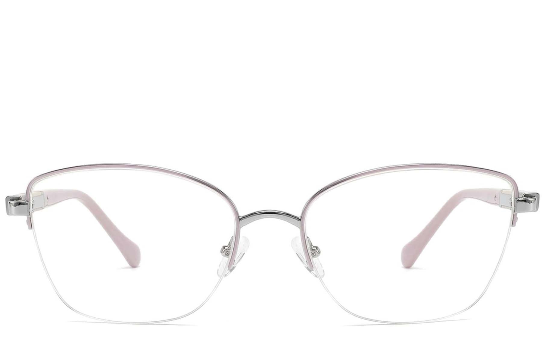 Semi-rimless Silver Metal Glasses #BS2425-2030