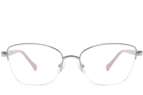 Lunettes semi-cerclées en métal argenté #BS2425-2030