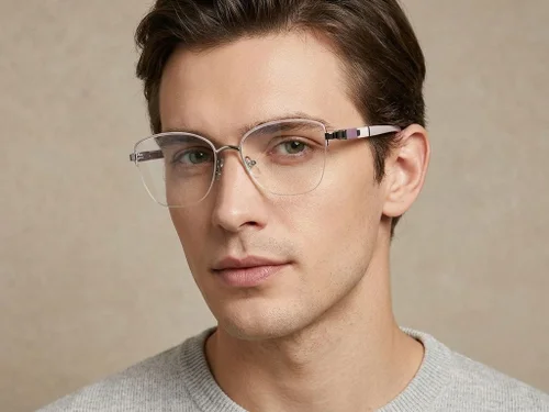 Lunettes semi-cerclées en métal argenté #BS2425-2030