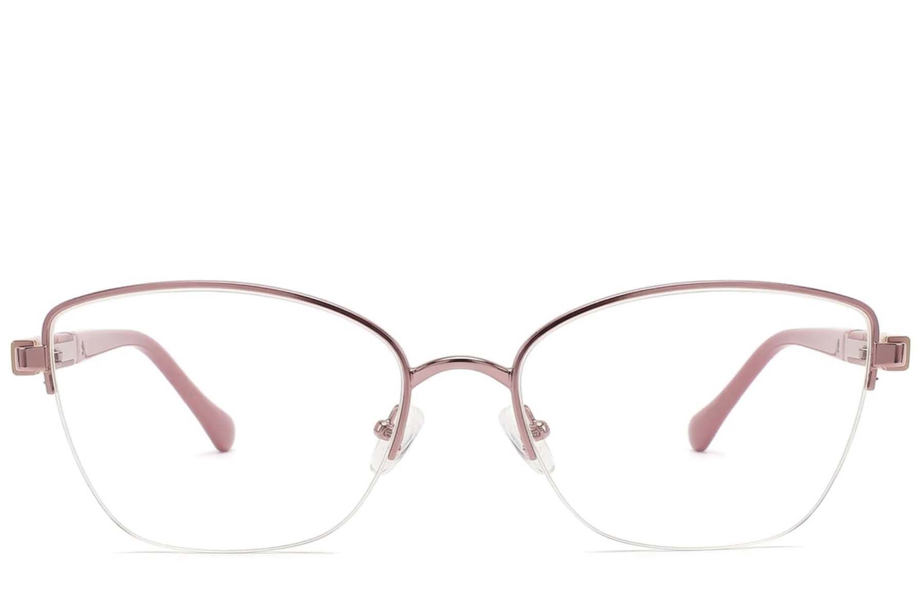 Semi-rimless Pink Metal Glasses #BS2425-2031