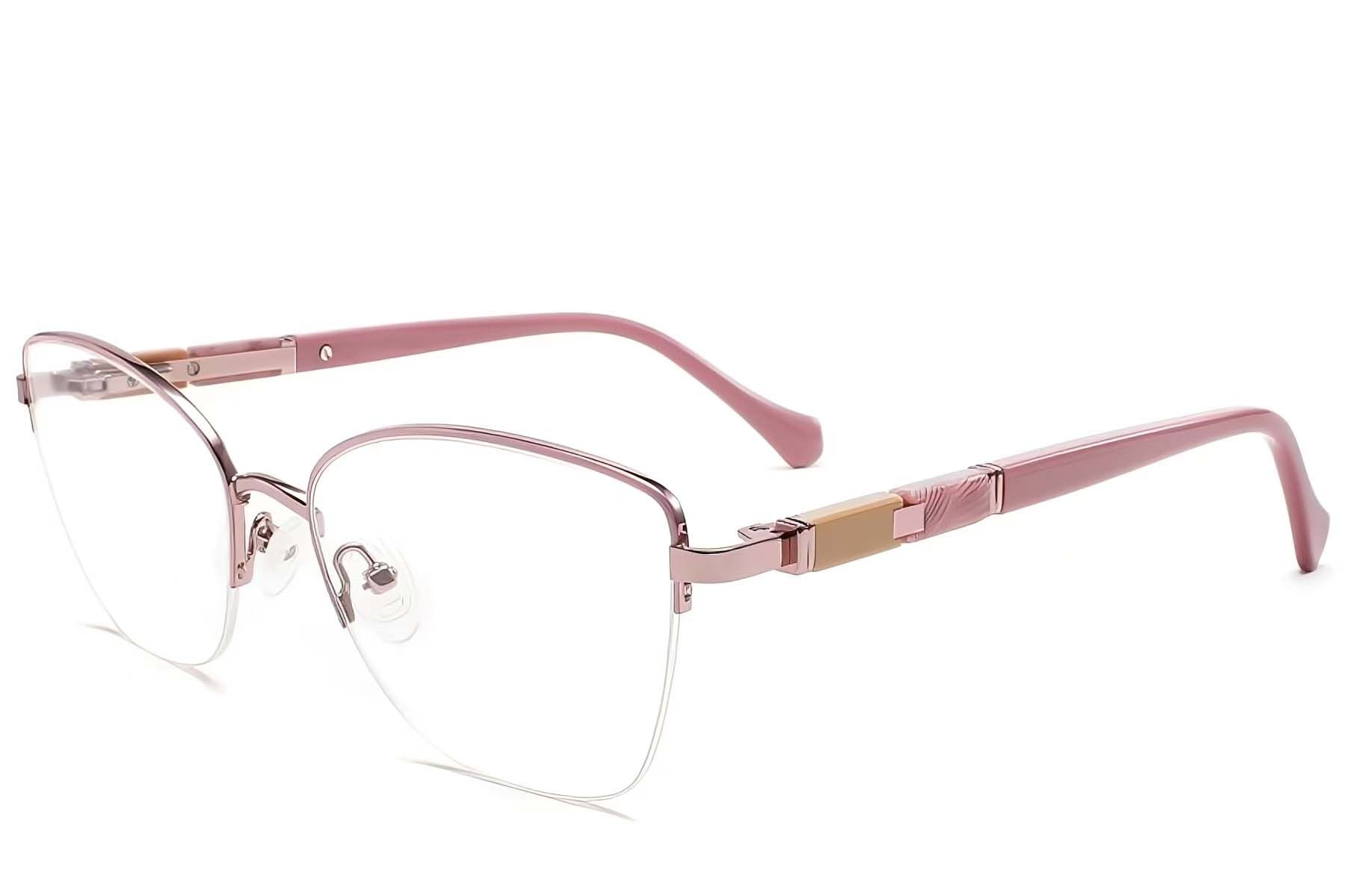 Occhiali semi-senza montatura in metallo rosa #BS2425-2031
