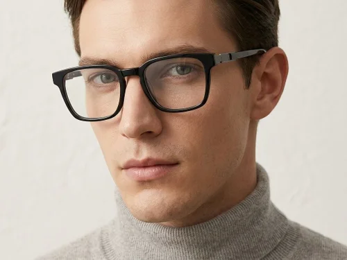Lunettes rectangulaires en acétate noir #BS2425-2037