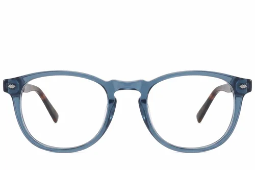 Lunettes ovales en acétate bleu #BS2425-2043