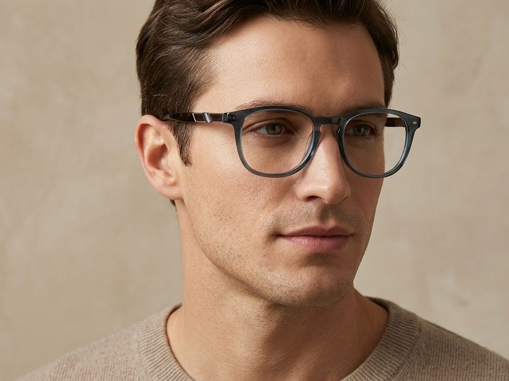Oval Blue Acetate Glasses #BS2425-2043