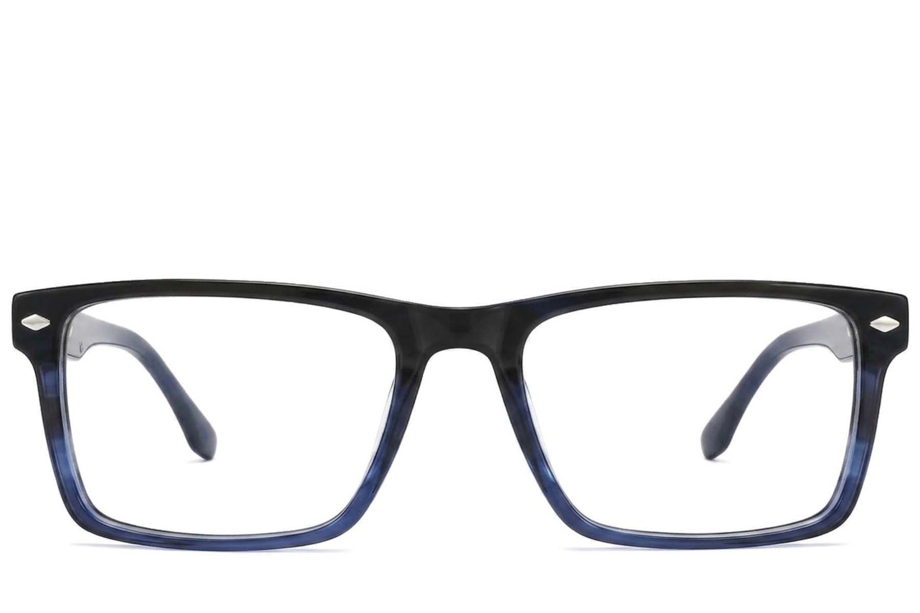 Lunettes rectangulaires en acétate bleu #BS2425-2046