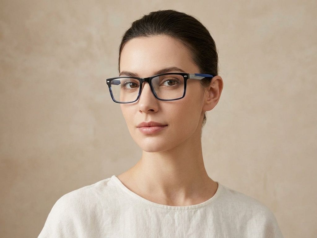 Lunettes rectangulaires en acétate bleu #BS2425-2046