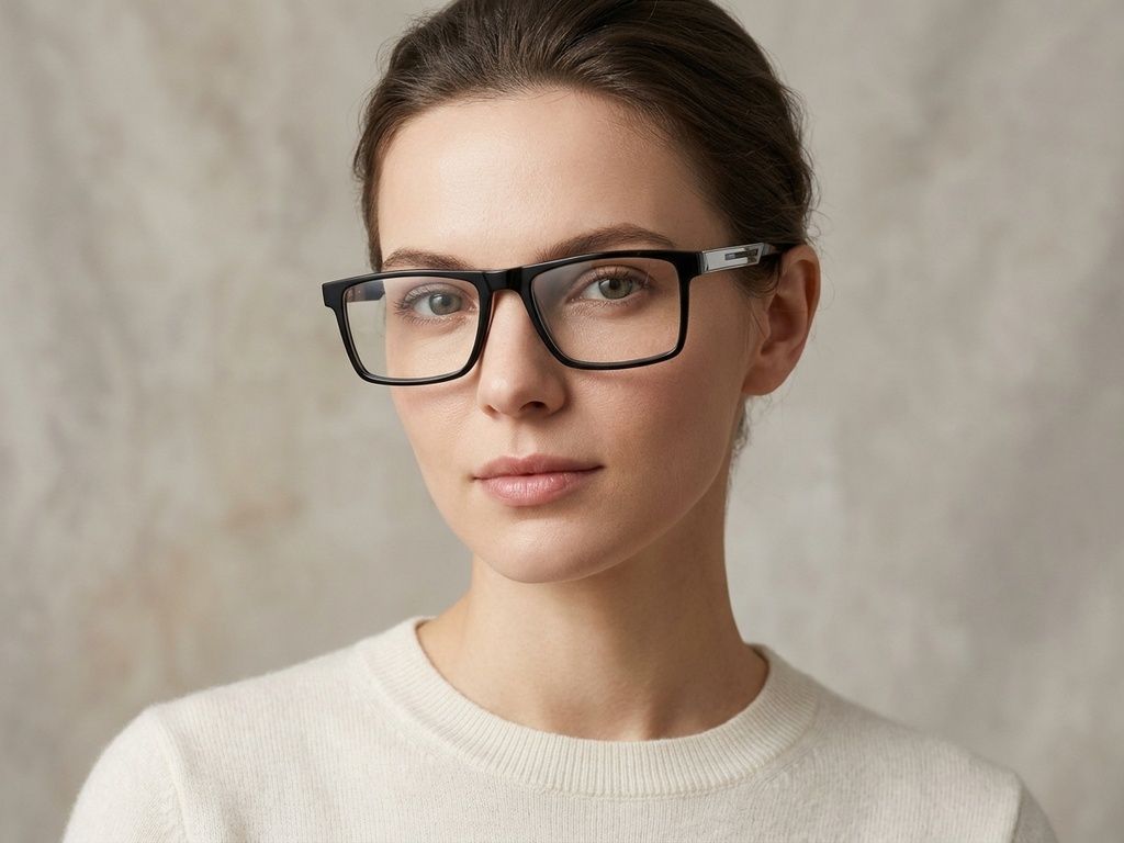 Rectangular Black Acetate Glasses #BS2425-2050