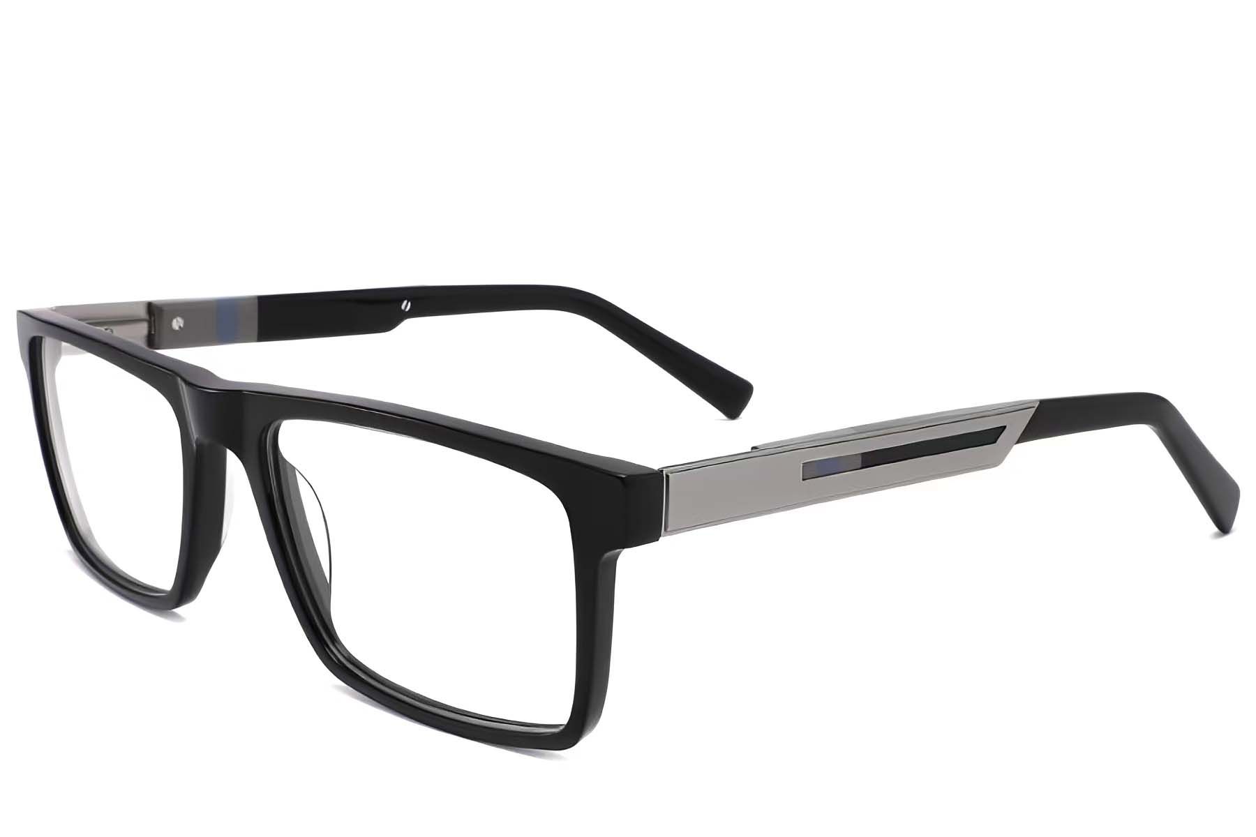 Rechteckige schwarze Acetatbrille #BS2425-2050