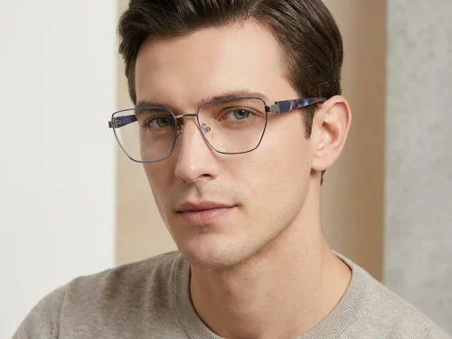 Lunettes géométriques en métal bleu #BS2425-2051