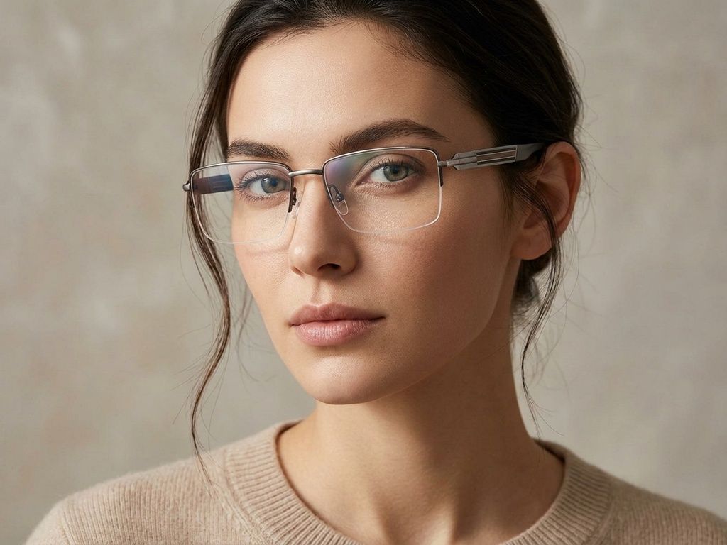Gafas de metal gris semi al aire #BS2425-2056