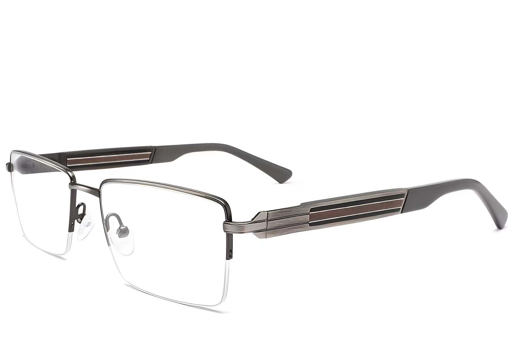 Semi-rimless Grey Metal Glasses #BS2425-2056
